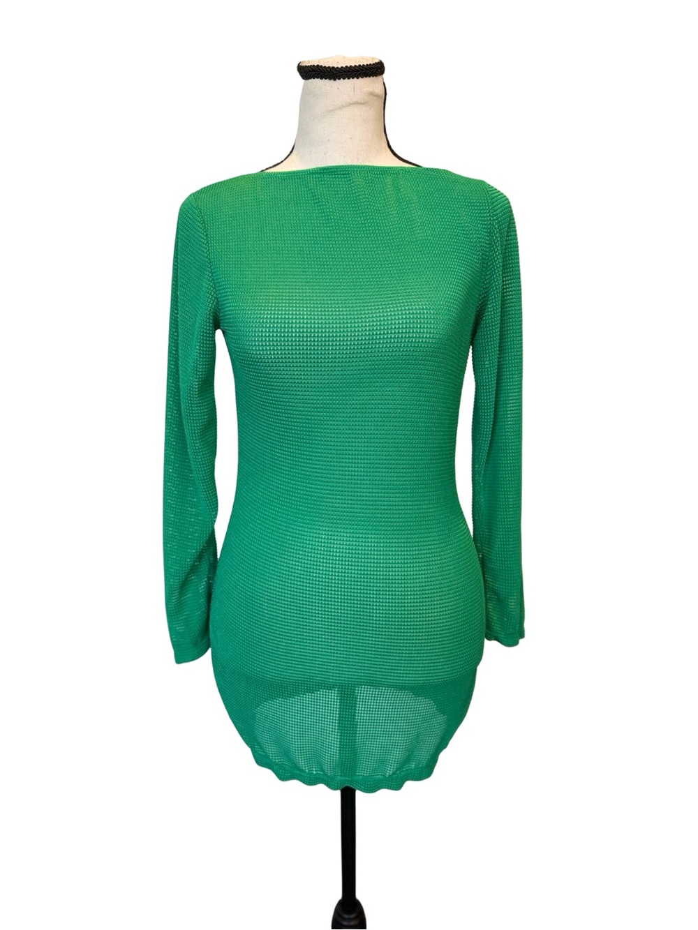 Unbranded Green Mesh Knit Mini Dress Cover Up Open Back Bodycon Swimwear Medium